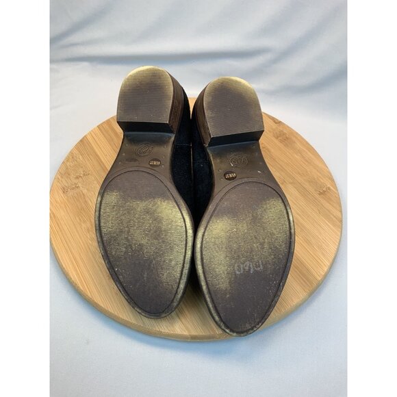 Lucky Brand Heeled Benna Bootie 6.5 Women’s Side Zip Silver Studded Black Suede - Picture 6 of 7